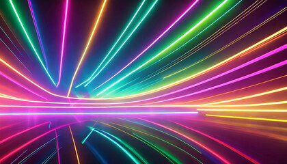 abstract geometric background with colorful neon lines light music show scene generative ai