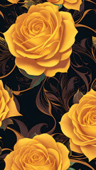 Starry Night Rose Symphony: Yellow and Pink Roses in Floral Constellations