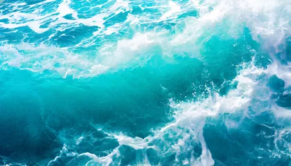 Foto op Canvas abstract water ocean wave blue aqua teal texture blue and white water wave web banner graphic resource as background for ocean wave abstract backdrop for copy space text generative ai © Nichole