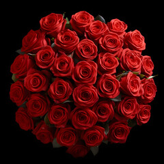 Bouquet of Red Roses: Stunning visuals of a beautifully arranged bouquet of red roses, emphasizing the timeless and romantic tradition of gifting roses on Valentine's Day
