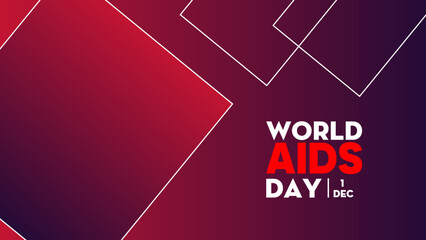 Isolated red ribbon with white text World AIDS Day background, HIV Awareness vector background, stop AIDS banner. - obrazy, fototapety, plakaty