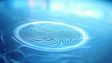 A fingerprint is shown on a blue background, AI