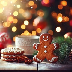 Obraz na płótnie Canvas christmas gingerbread cookies on a table