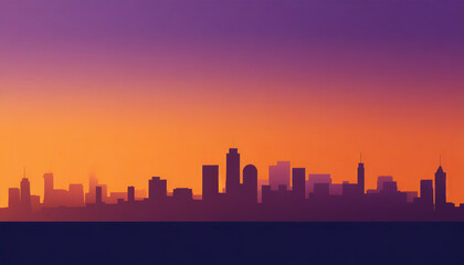 orange tangerine and purple gradient minimalistic cityscape silhouette skyline hd phone wallpaper ai generated