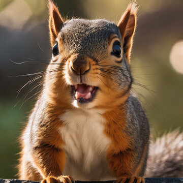 Graphics Generative AI image of cute little squirrel 
