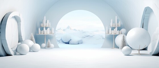 winter white clean igloo backdrop blank sparkle light - obrazy, fototapety, plakaty