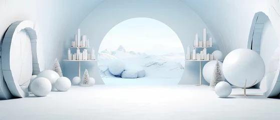Fotobehang winter white clean igloo backdrop blank sparkle light © mariyana_117