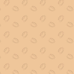 Seamless pattern with cup in outline on yellow background for wrapping papers, wallpapers, textile, fabrics, apps, webs, packaging