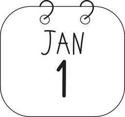 calender 1 january new year element outline