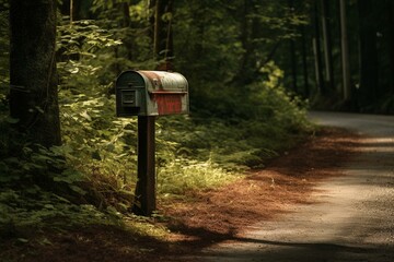 Usual urban mailbox on residential road. Generative AI