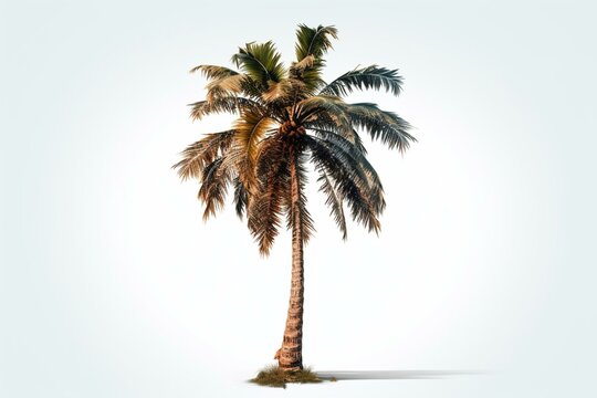 View of palm tree with transparent background made from 3D model for compositing. Generative AI