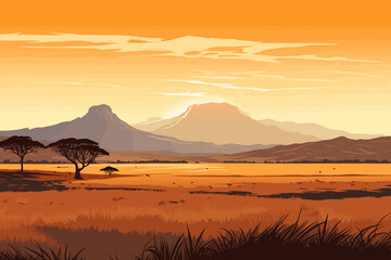 Ethiopia flat art landscape illustration