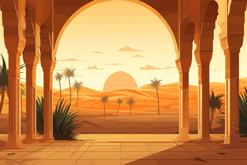 Egypt flat art landscape illustration