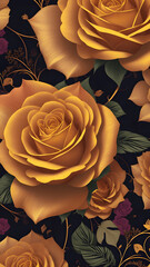 Roses under the Starry Skies: Aesthetic Yellow and Pink Patterns