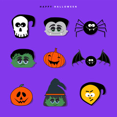 Set of cute Halloween cartoon characters design
