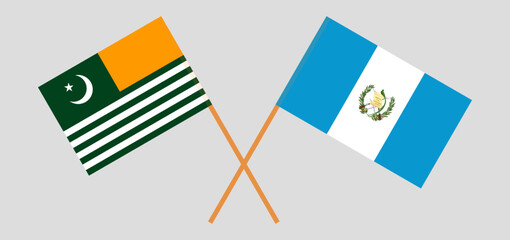 Crossed flags of Azad Kashmir and Guatemala. Official colors. Correct proportion