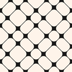 Simple elegant seamless pattern: geometric lattice grid in black and white color. Vector background with nodes, lines, mesh, net.  Repeat ornament texture in modern style. Design for decor, print