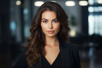 Fototapeta premium Generative AI portrait of gorgeous office worker young woman chief occupation