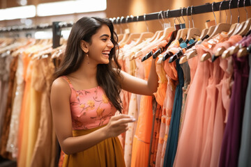 Young Indian woman buying clothes at the mall