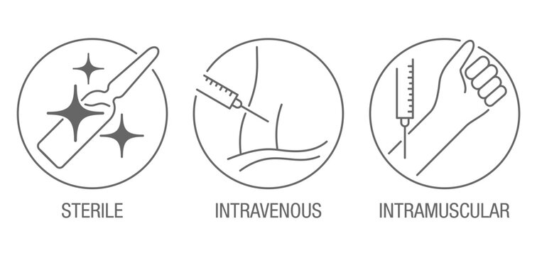 Icons set - sterile, intravenous, intramuscular