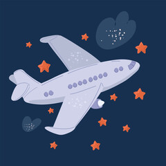 Naklejka premium Cartoon vector illustration of airplane outline. Airplane