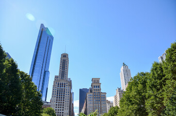 Fototapeta na wymiar 시카고 도시의 고층 건물 빌딩숲