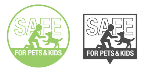 Safe for Pets, Kids emblem for cleaning supplies