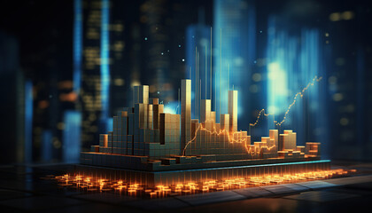 Business graph bar chart stack of money. Growth business