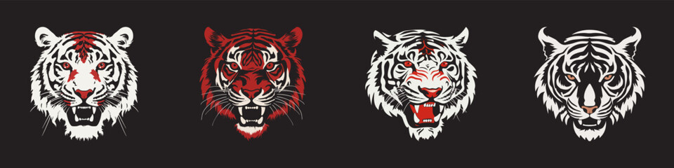Tiger head on a black background. Vector illustration