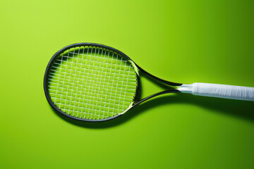 Tennis racket isolated on green background