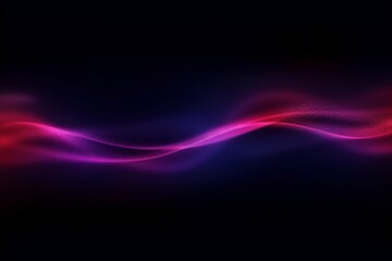 Fototapeta premium Vibrant Magenta-Purple Abstract Wave on Dark Blue to Red Ombre Background, Neon Glow, Shimmering Light, and Rough Textured Grains