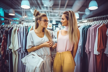 Fototapeta premium young beautiful friends at the shopping mall