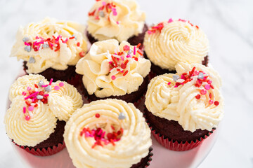 Red Velvet Cupcakes with White Chocolate Ganache Frosting