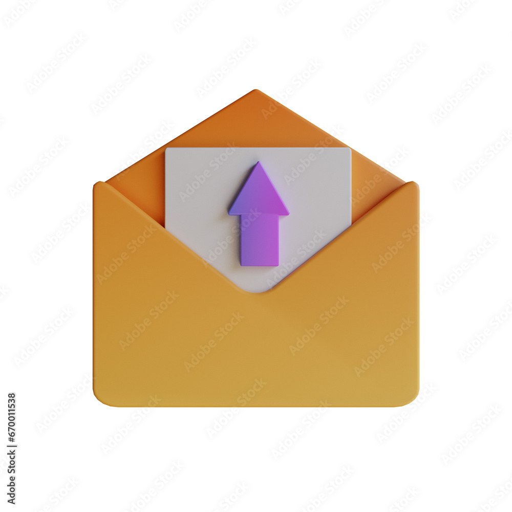 Poster outbox mail, a feature facilitating the organization and scheduling of email deliveries. 3d illustra