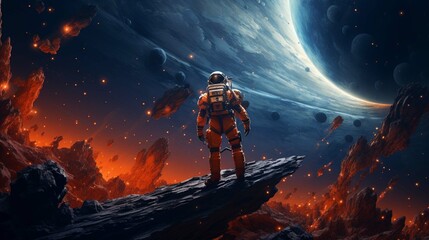 Astronaut on the new planet
