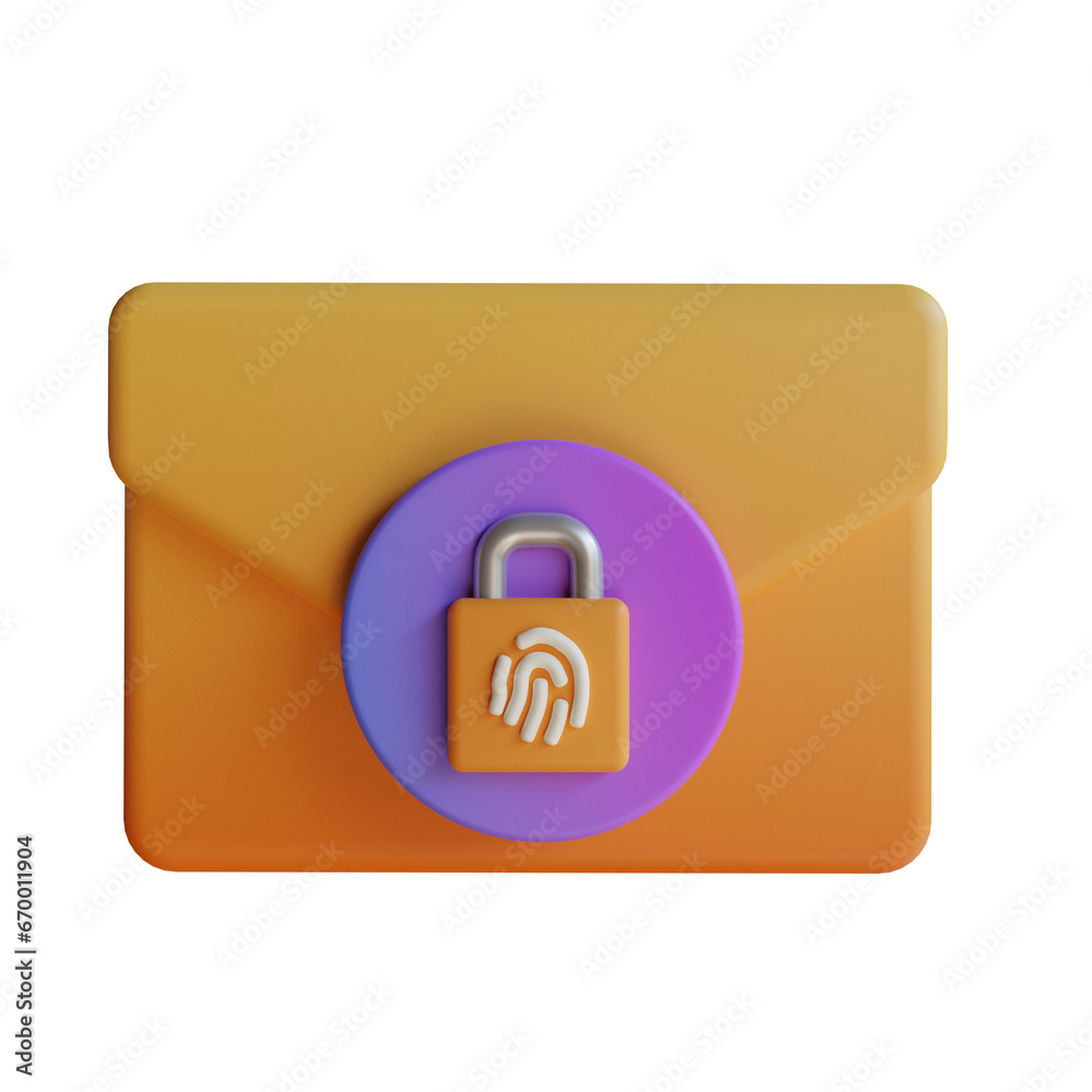 Aufkleber Mail Lock, a Security Feature to Protect Your Emails from Unauthorized Access.
3d illustration, 3d element, 3d rendering. 3d visualization isolated on a transparent background
