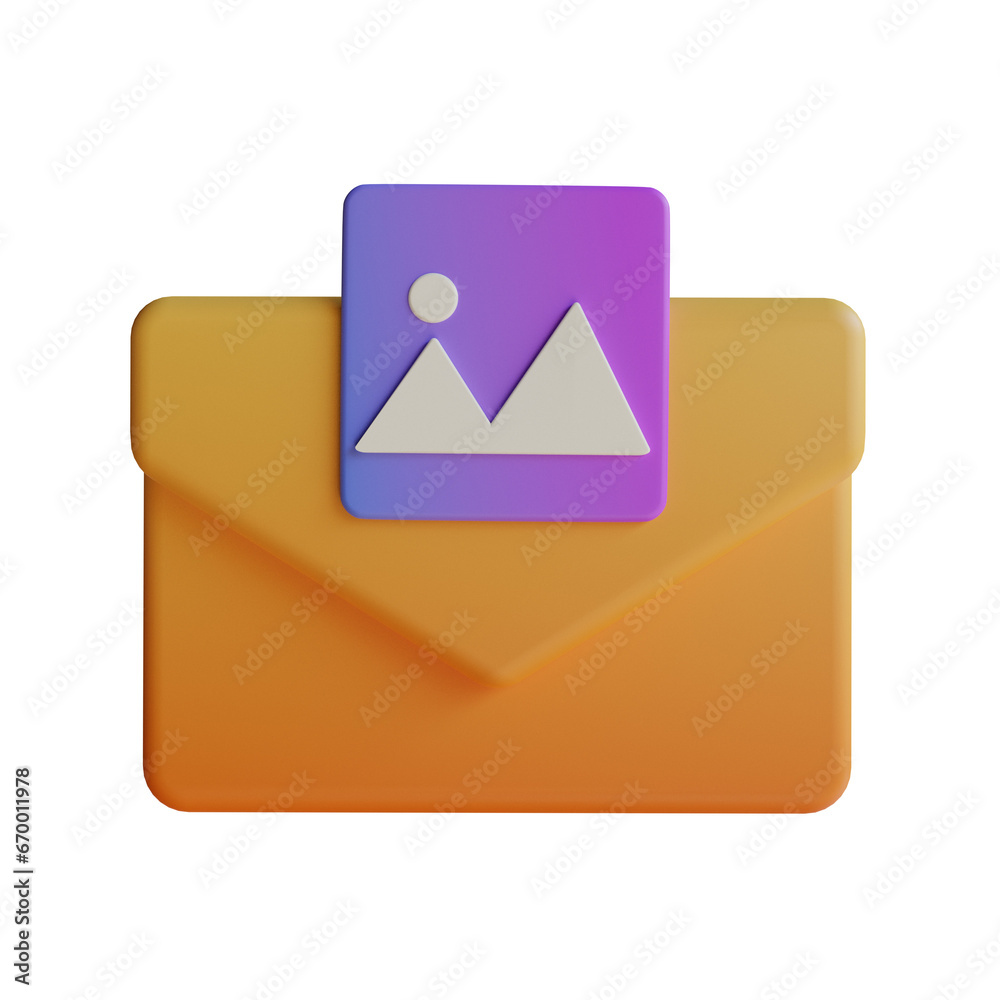 Poster purple mail image, an email application with a charming splash of color. 3d illustration, 3d element