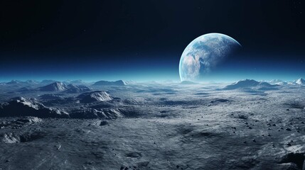 Naklejka na ściany i meble Blue Earth seen from the moon's surface 