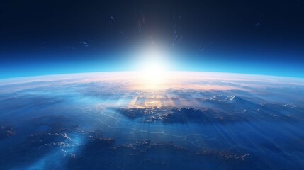 blue sunrise, view of earth from space
