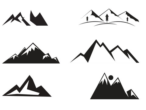 Mountain silhouette , set of  rocky mountain silhouette. bundle vector.