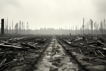 Desolate Zone After Deforestation: Forested land turned barren due to deforestation