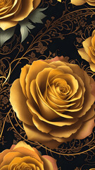Seamless Roses on a Starry Night Canvas: Aesthetic Yellow and Pink Patterns