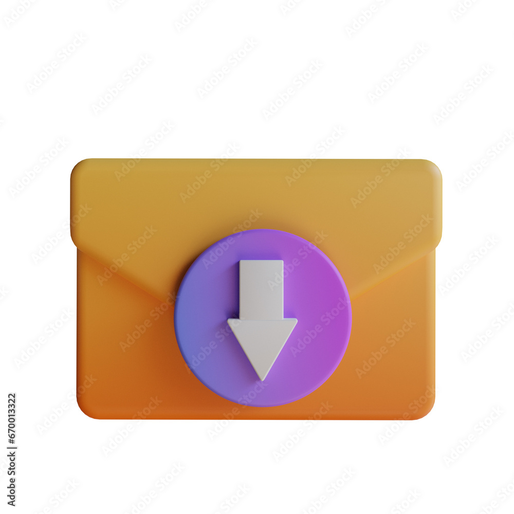 Poster mail download, advanced feature to easily download and save electronic messages. 3d illustration, 3d