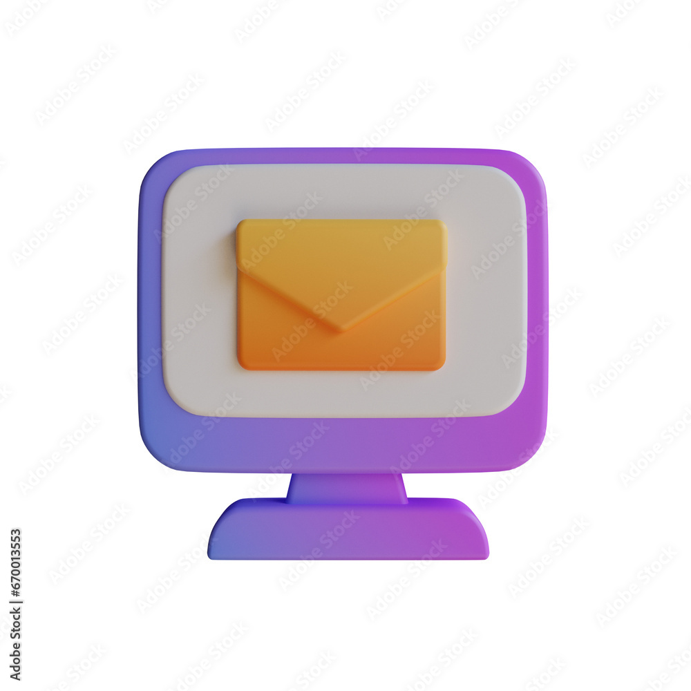 Aufkleber Purple Computer Mail, an Email Application with an Attractive Visual Appeal. Captivating Interface.
3d illustration, 3d element, 3d rendering. 3d visualization isolated on a transparent background
