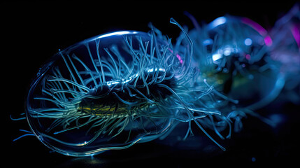  glowing jellyfish, optical fiber technology 