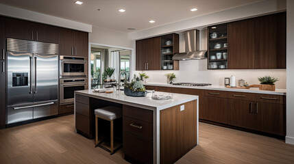 modern kitchen interior: wood and white