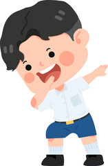 Kid boy student posing as dab