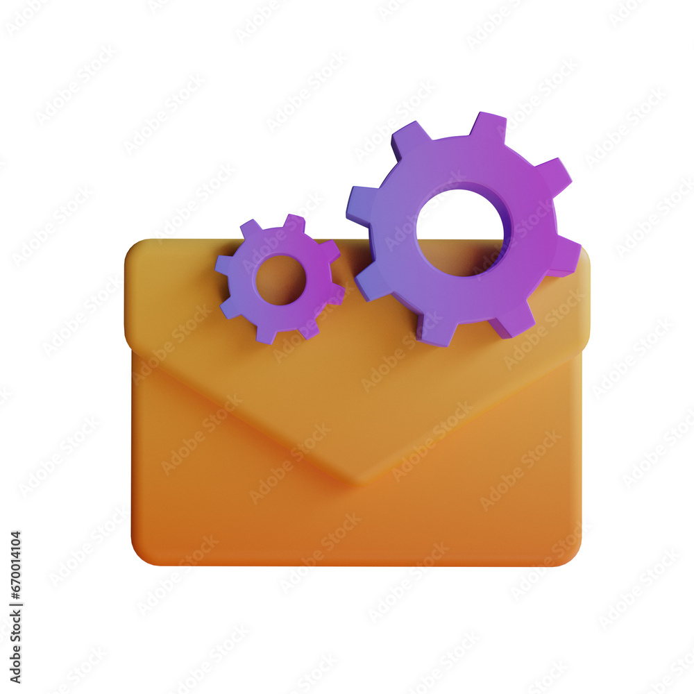 Poster purple mail gear, functional and charming app for email management. attractive design enhancing user