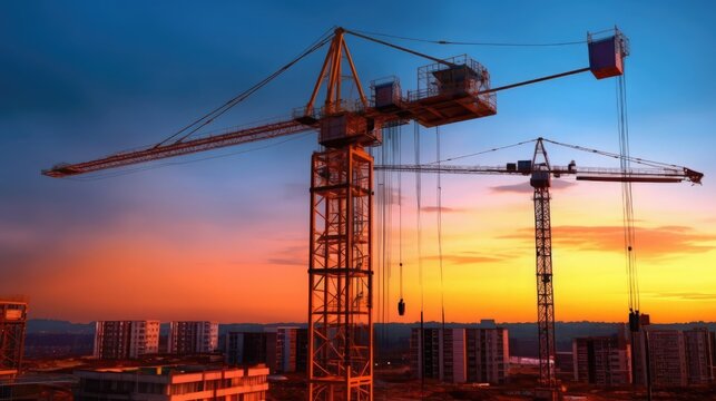 Generate a photography of construction site with crane