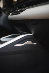 Detail of modern car interior, automatic transmission in expensive car